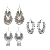 Samridhi DC Silver Jhumki Earrings ( Pack of 3 ) - Silver