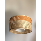 Bamboo Pendant Lamp: Minimalist Hanging Lamp, Handmade Light Fixture, Sustainable Chandelier, Asian & Scandinavian Lamp-Blue