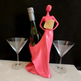 Modern Wine Holder Lady-Dark Pink / Polyresin | Matt Finish / H: 14 | L: 6 | W: 6 (inches)