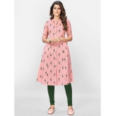 Vbuyz - Pink Cotton Womens Front Slit Kurti ( Pack of 1 ) - None