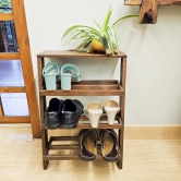 BARISH - Shoe Rack Simple, Handcrafted Rubberwood Shoe Rack, Shoe Rack for Home, Hall, Office