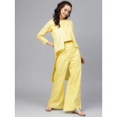 Women Yellow Solid Top with Palazzos & Shrug