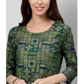 KIPEK - Green Rayon Womens Flared Kurti ( Pack of 1 ) - S