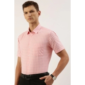 Men Pink Regular Fit Formal Half Sleeves Formal Shirt