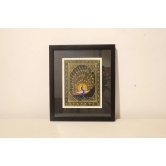 Miniature Painting Black Peacock Design Silk With Frame 7*5