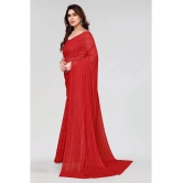 ANAND SAREES Satin Self Design Saree Without Blouse Piece - Red ( Pack of 1 ) - Red