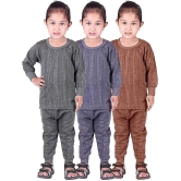 Panyan Cotton blend Full Sleeve Top and Bottom thermal Sets (pak of 3) - None