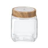 Treo Woody Cube Storage Glass Jar | Transparent | 1 Pc