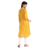 Karigari - Yellow Cotton Women's Flared Kurti ( Pack of 1 ) - XL