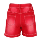 Cutecumber - Red Denim Girls Cycling Shorts ( Pack of 1 ) - None