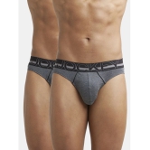 Jockey US17 Men Super Combed Cotton Rib Solid Brief - Charcoal Melange (Pack of 2) - None