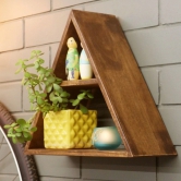 Barish Home DECORS - Wall Shelf Triangular | Wooden Wall Mount Shelf for Home Decor | Home Wall Decor Piece | Handcrafted with Rubberwood | 30 x 35 x 12 (H x W x D)