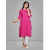 Parastri Cotton Embroidered Front Slit Womens Kurti - Pink ( Pack of 1 ) - None