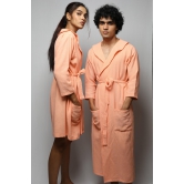 Cotton matte couple bathrobe-Peach / L / XS