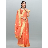 Om Shantam Sarees - Peach Organza Saree With Blouse Piece ( Pack of 1 ) - Peach