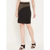 Women Black & Brown Colourblocked Solid Mini Pencil Skirts