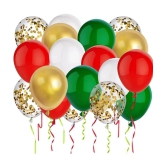 30 pcs Metallic Balloon ( Red, Green, White, Gold ) + 5 Pcs Confetti Balloon ( Gold ) For Party Decoration - Multi-Color