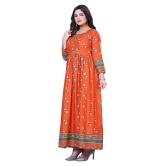 HAYA - Rust Rayon Womens Anarkali Kurti - S