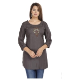 JC4U - Grey Melange Rayon Womens Straight Kurti ( Pack of 1 ) - XL