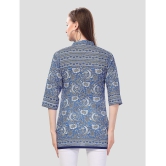 Meher Impex Cotton Blend Printed A-line Women''s Kurti - Blue ( Pack of 1 ) - None