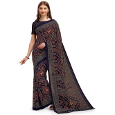 LEELAVATI - Navy Blue Georgette Saree With Blouse Piece ( Pack of 1 ) - Navy Blue