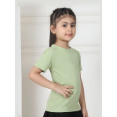 MINI & MING Girls Solid Round Neck Cotton T-Shirt