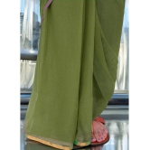 clafoutis Chiffon Solid Saree Without Blouse Piece - Olive ( Pack of 1 ) - Olive