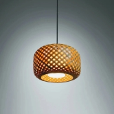 Bamboo Pendant Lamp: Handmade Wicker Light, Woven Hanging Ceiling Lamp for Living Room and Office, Set of 1-Yellow