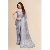 Anand Sarees Chiffon Printed Saree With Blouse Piece - Grey ( Pack of 1 ) - Grey