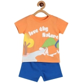 miniklub Orange Cotton Baby Boy Dungaree Sets ( Pack of 2 ) - None