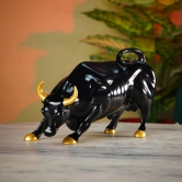 Artarium Abstract Art Bull Showpices for Living Room Charging Bull Statue Sculpture Ornament Animal Figurines for Table Decor Gifting Home Decoration Car Accessory (1 Piece) (Glossy Black)