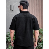 Cord Knit Textured Black Shirt-XL / Black