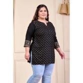 PrettyPlus by Desinoor.com Rayon Printed Straight Womens Kurti - Black ( Pack of 1 ) - None