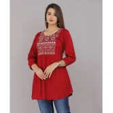 HIGHLIGHT FASHION EXPORT - Red Rayon Womens Flared Kurti ( Pack of 1 ) - None