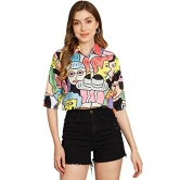 FUNDAY FASHION Women Regular Wear Boxy Fit Crop Printed Casual Shirt/Regular Fit Top