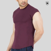 Mens Crop Sleeves Cotton Lycra T-shirt-XL / Maroon