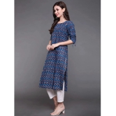 Antaran Cotton Printed Straight Womens Kurti - Blue ( Pack of 1 ) - None