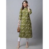 Pistaa 100% Cotton Printed Front Slit Womens Kurti - Green ( Pack of 1 ) - None