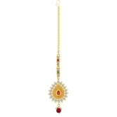 Paola Traditional Gold Plated Kundan Style Maang Tikka Jewellery For Women Girl - Golden