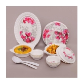 Homepro Fountain Wand White & Pink Melamine 32 Pcs Dinner Set - Multicolor