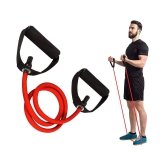 Professional Single Toning Tube Exercise Band Resistance Band Exerciser Cord with Comfort Handles Latex Tube-Home Workout Accessories For Men And Women - Red