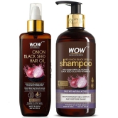 WOW Skin Science Onion Oil - Black Seed Onion Hair Oil + Shampoo Hair Care Kit - Net Vol 500mL