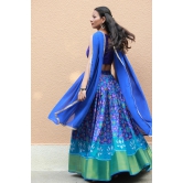 Blue Silk Patola Lehenga Set