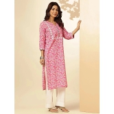 Vbuyz Cotton Printed Straight Womens Kurti - Pink ( Pack of 1 ) - None