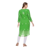 Lavangi Women Lucknow Chikankari Mehndi Green Georgette Kurti with Matching Cotton Inner