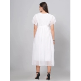 JC4U Crepe Embroidered Midi Womens Fit & Flare Dress - White ( Pack of 1 ) - None