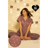 Clovia Purple Cotton Womens Nightwear Nightsuit Sets ( Pack of 2 ) - None