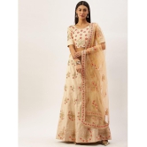 Om Shantam Sarees Beige Silk Blends Chaniya Choli Semi Stitched Lehenga Single - Free Size