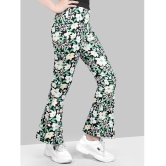 Green and Black printed Flared jeggings - None