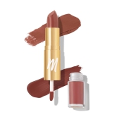 MyGlamm Super Duo Lipstick (2 in 1 Matte Lipstick + Liquid Lip Color) - Spicy Nude (Nude Brown Shade) | Long Lasting, Highly Pigmented (4.2g + 2.5ml)